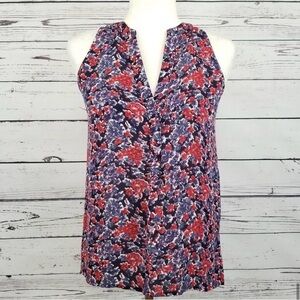 Joie blue, red and white floral sleeveless top NWT